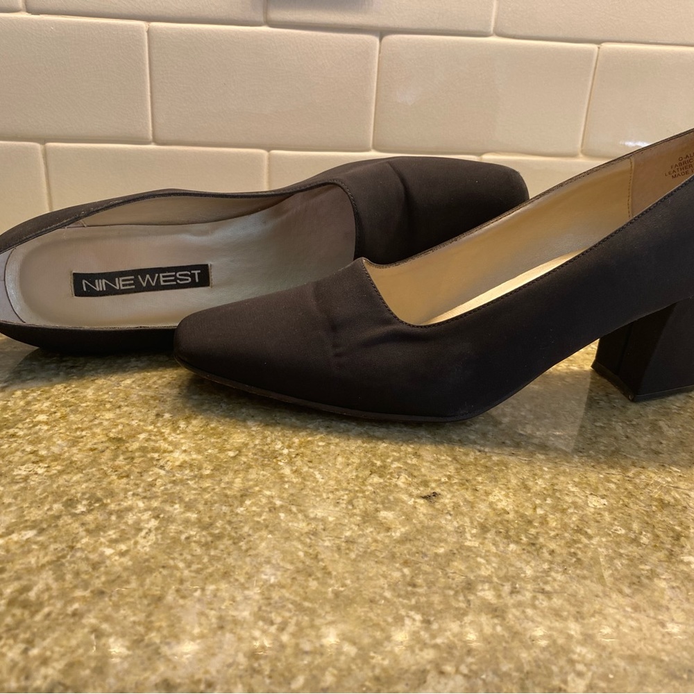 Nine West Black Silk Pumps